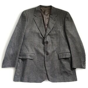 Canali Wool Tweed Houndstooth Sportcoat US 46 EU 56 Brown Flannel 2 Button Italy